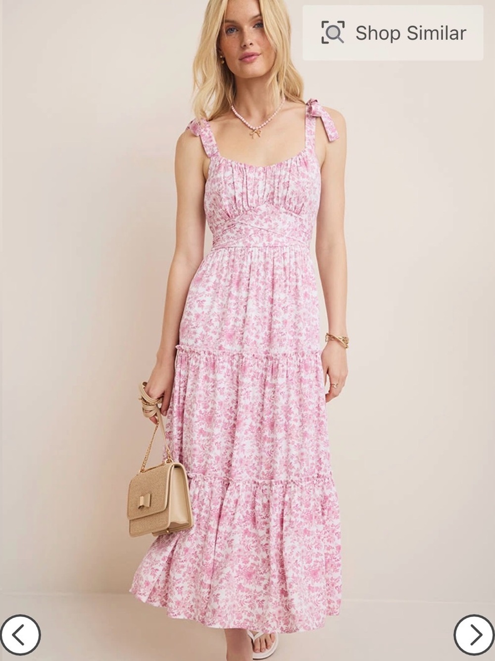 Pink Floral Tie-Strap Maxi Dress